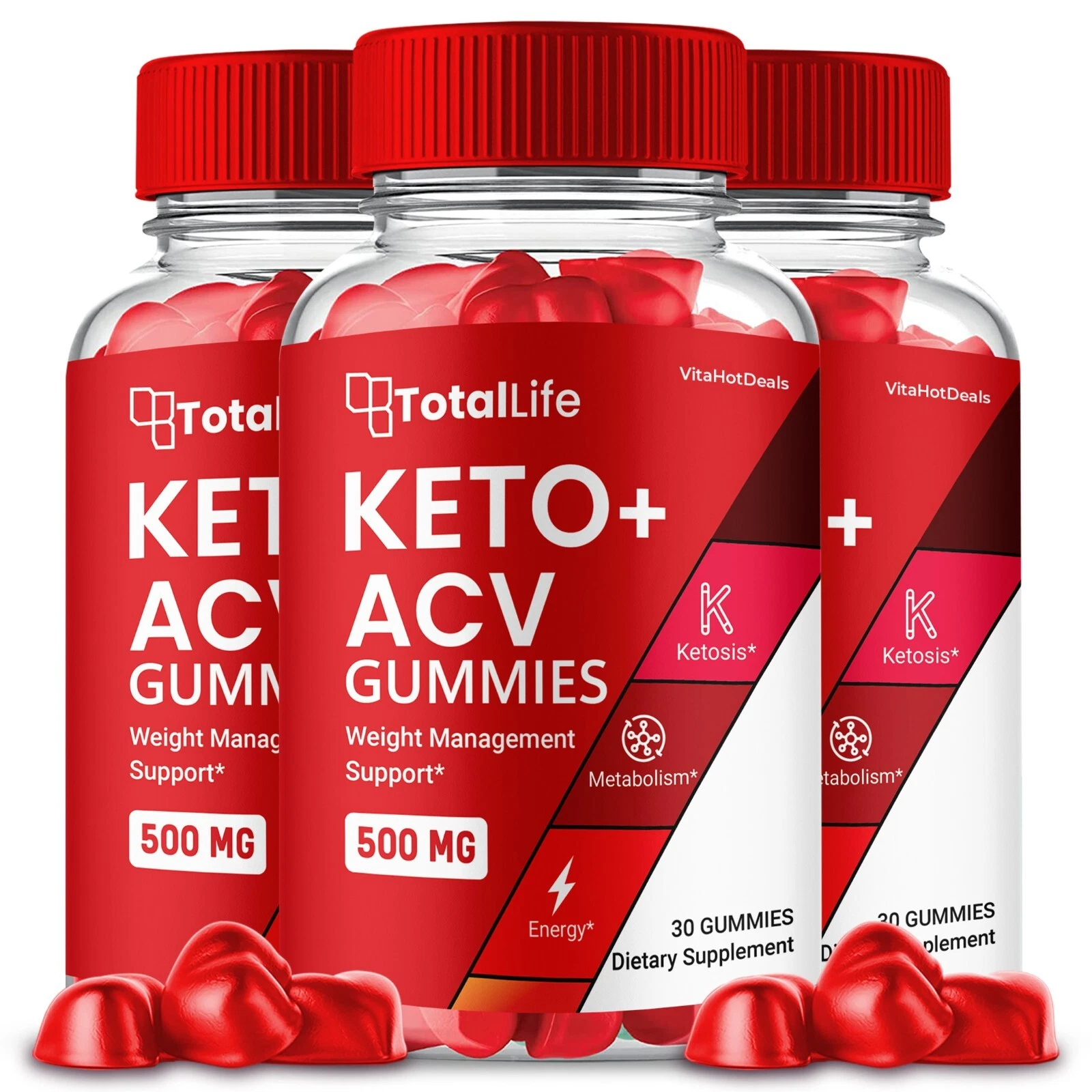 TotalLife Keto ACV Gummies, Official Max Strength Supplement (3 Pack)
