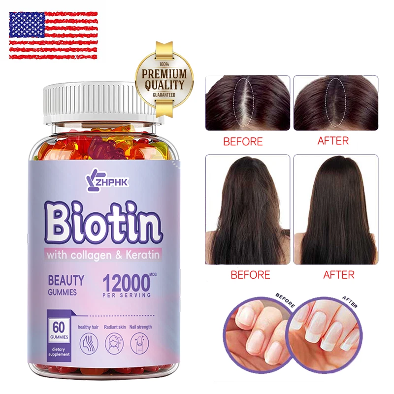 Biotin and Collagen Gummy Vitamins for Hair, Skin, and Nails - Extra Strength
