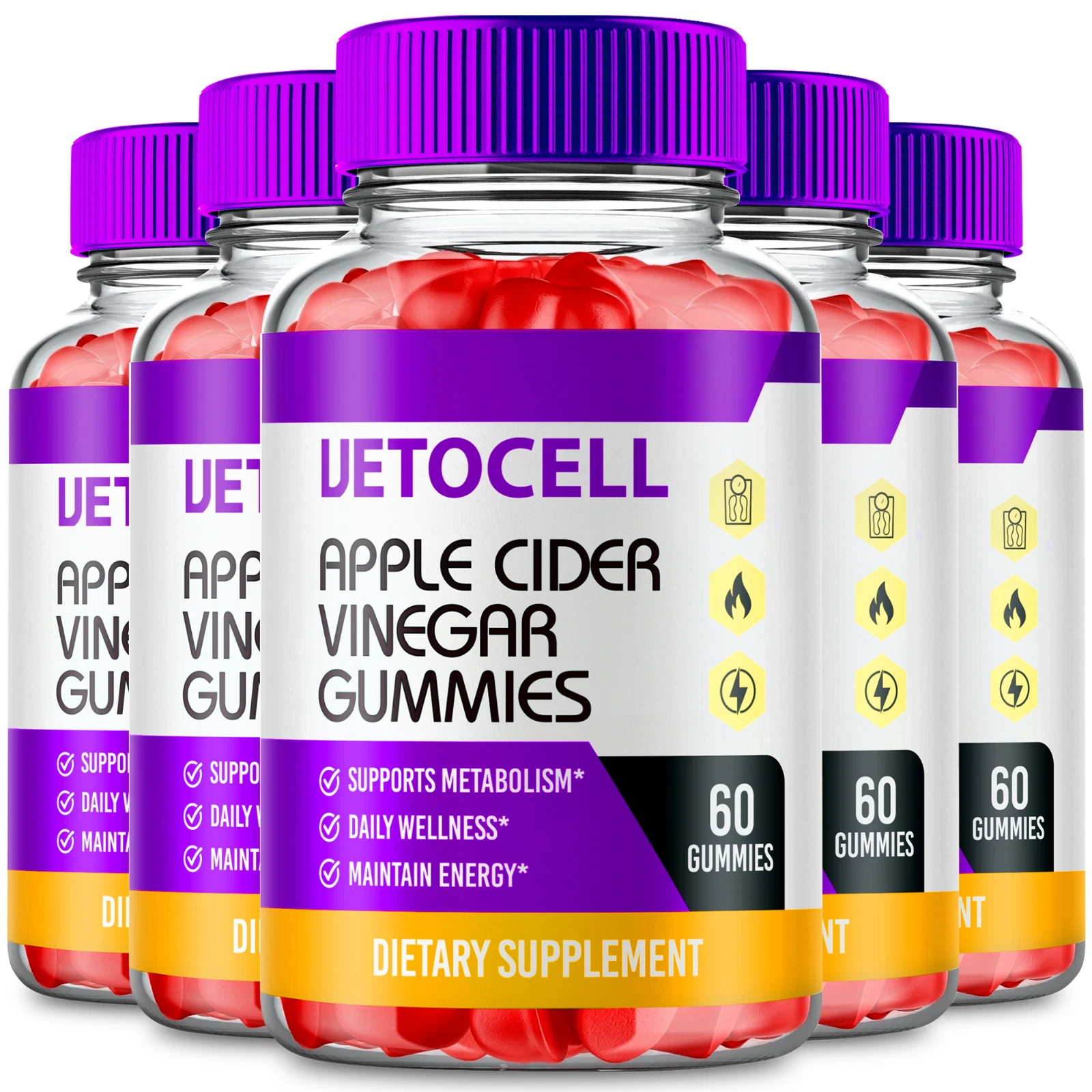 (5 Pack) Vetocell Keto ACV Gummies, Weight Management Gummy (300 Gummies)