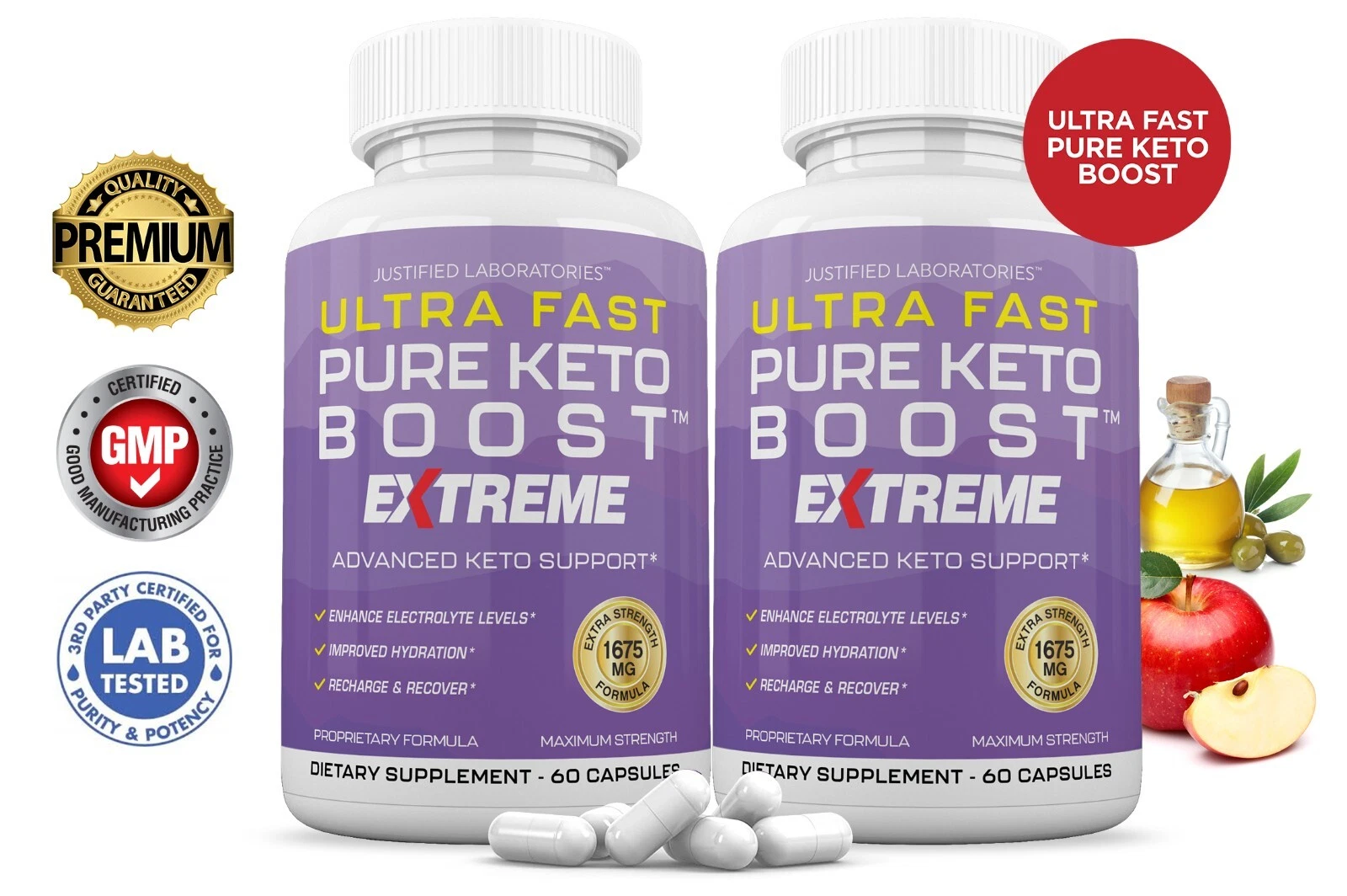 Ultra Fast Pure Keto 1500 Keto ACV Pills Extrme 1675MG New Improved Formula 2 Pk