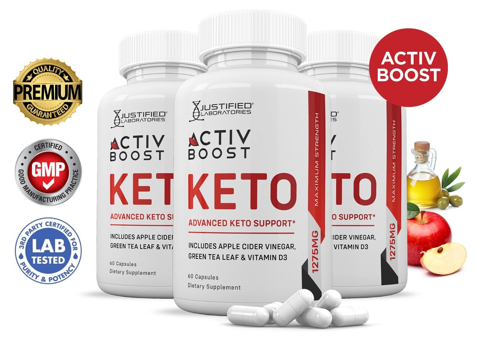 Activboost Activ Boost Keto Pills 1275 MG Stronger Than Gummies 3 Bottles
