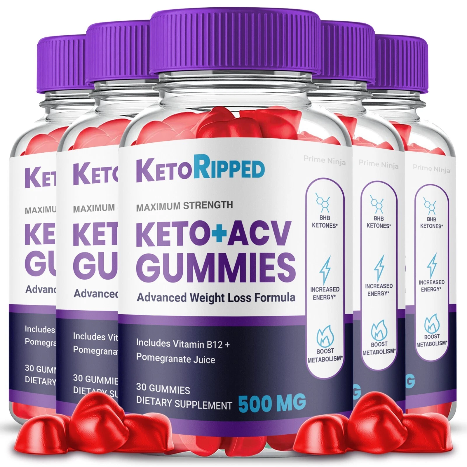 Keto Ripped ACV Gummies, Keto Ripped Gummies Maximum Strength (5 Pack)