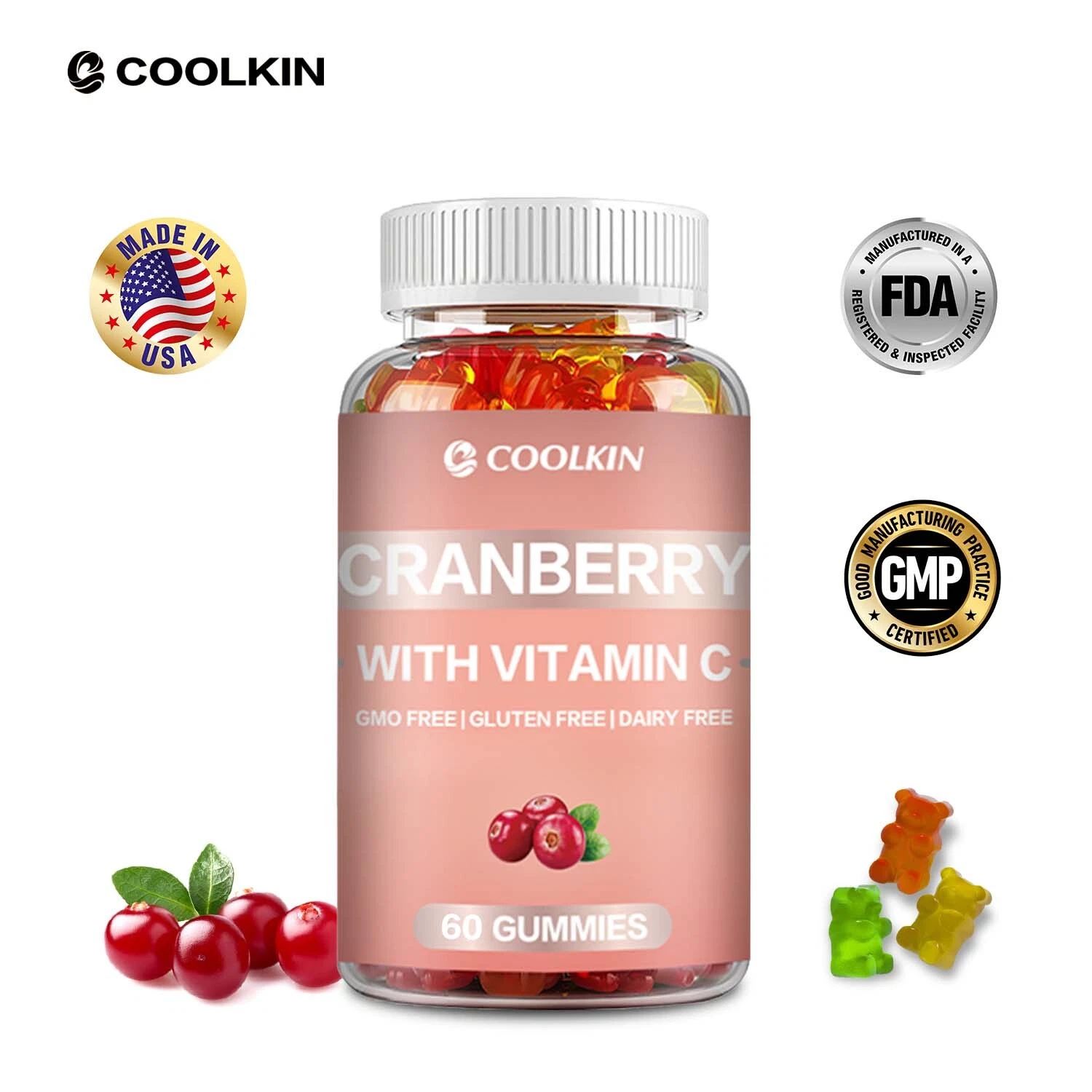 Cranberry Gummies - with VitaminC - UTI Support, Kidney and Bladder Health