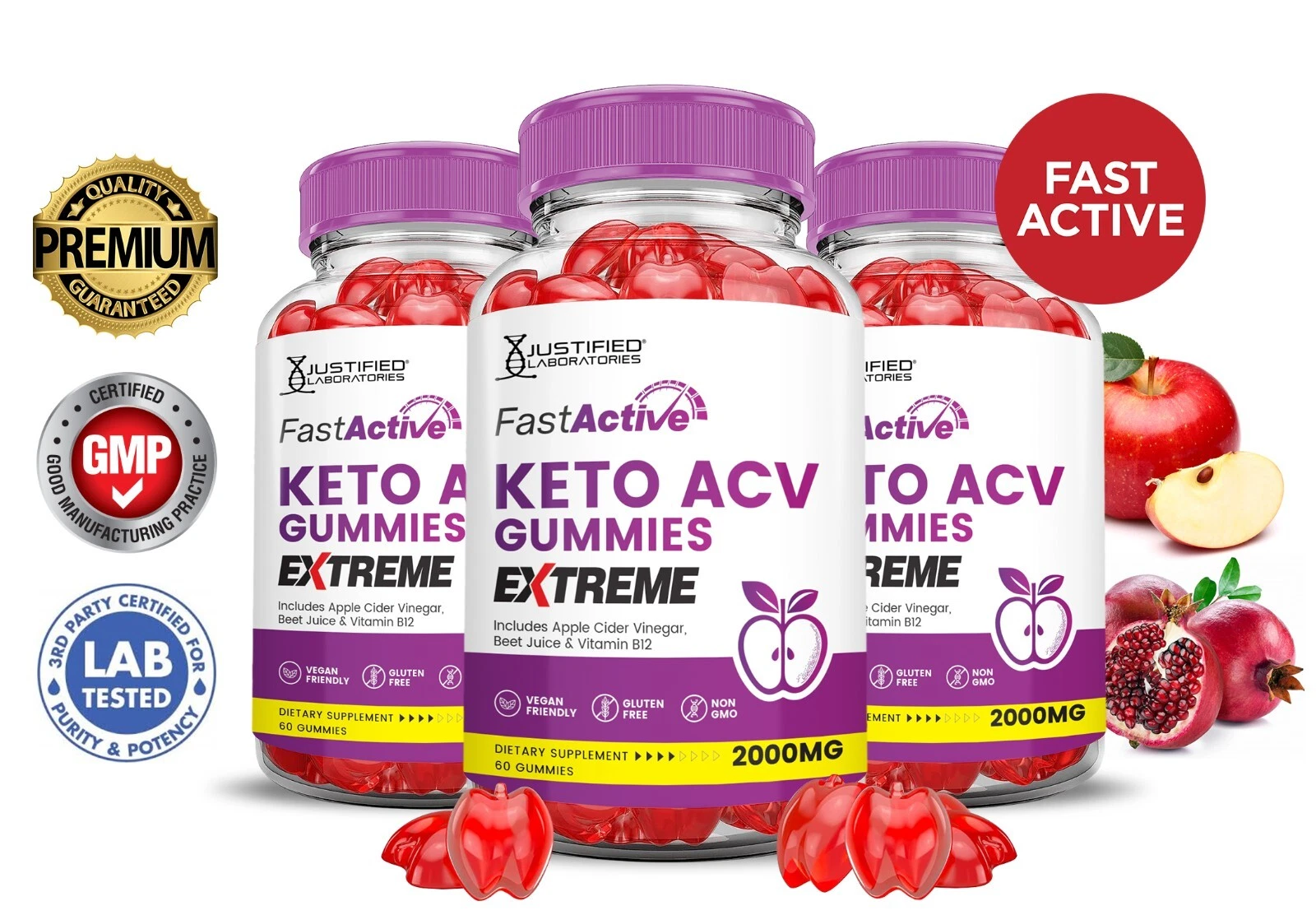 Fast Active Keto Extreme ACV Gummies 2000MG Apple Cider Vinegar 180 Gummys