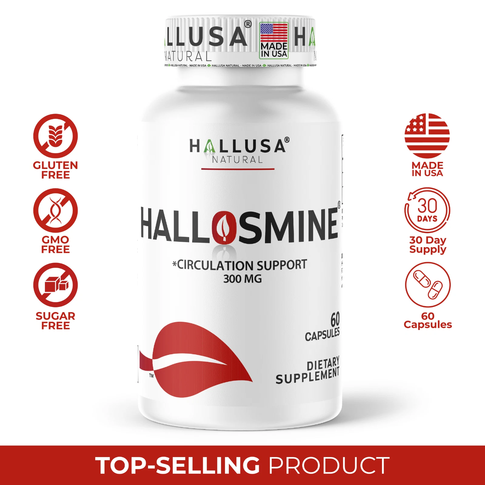 Hallosmine Diosmin 300mg | Circulation & Vein Support | Blood Flow | 60 Capsules