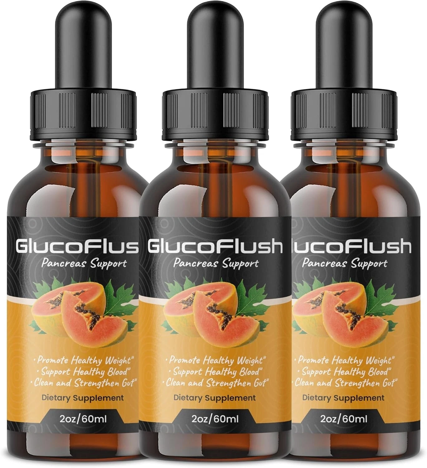 GlucoFlush Pancreas Support Promote Healthy Weight Supplements Serum - (3-Pack)