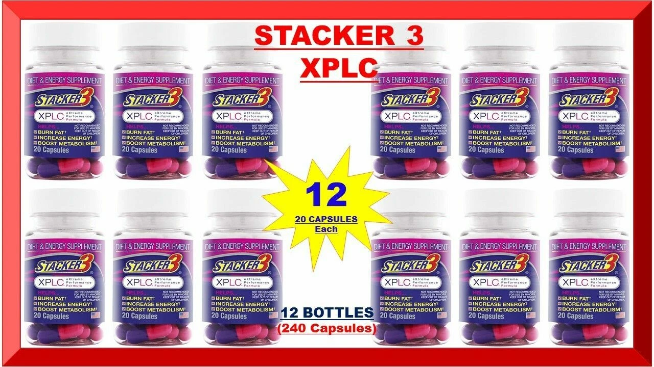 Stacker 3 XPLC 3, 240ct 12 Bottles x 20ct for Weight Loss & Energy Exp 12/2028
