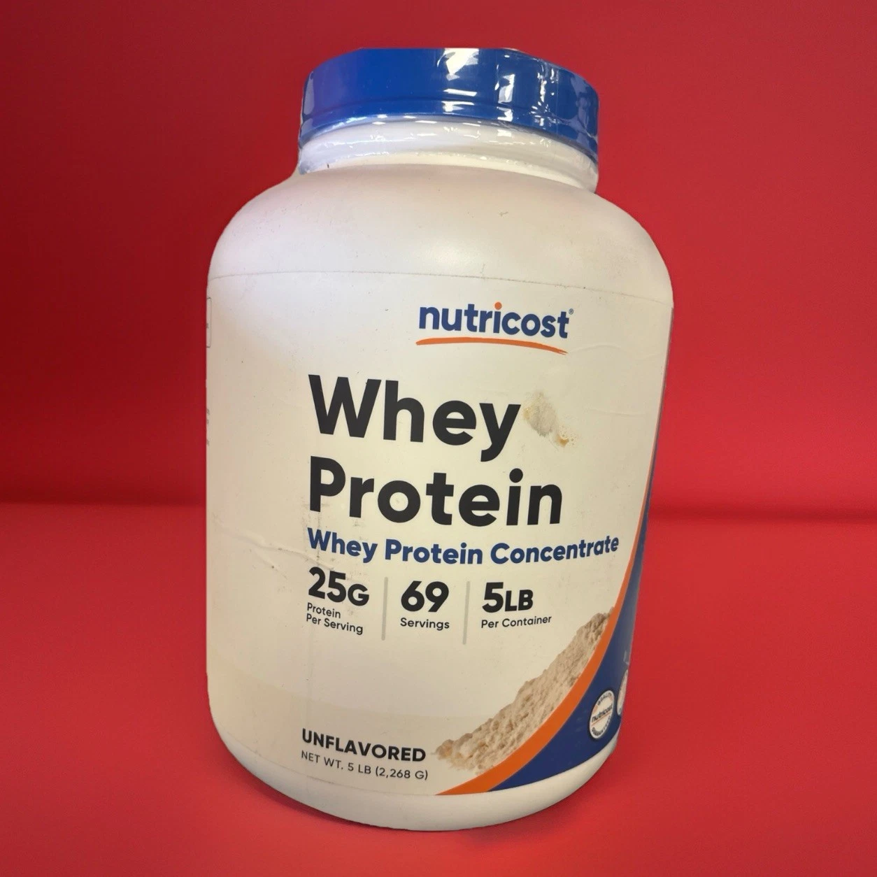 Nutricost Whey Protein Concentrate Unflavored 25g 69 Servings 5lb Exp 7/27