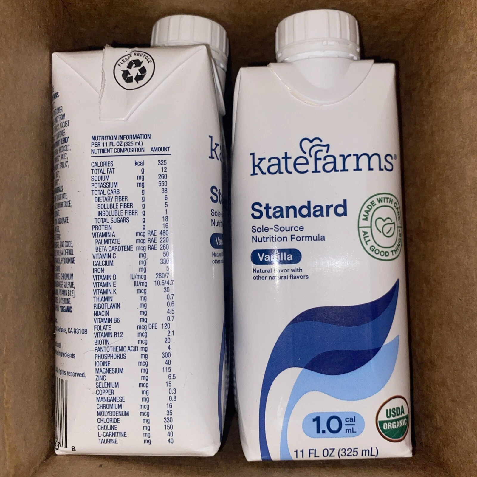12 Sealed Cartons 11oz ea KATE FARMS Standard 1.0 Vanilla EXP July 2025