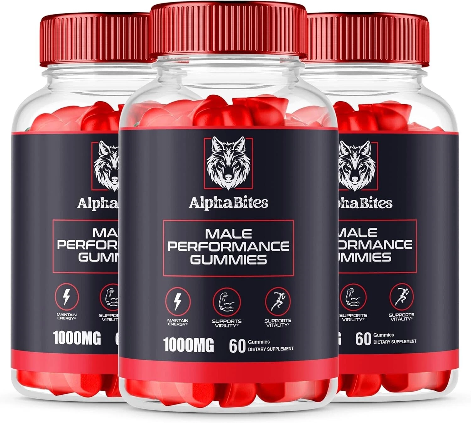 Alpha Bites Male Performance Advanced Formula Supplements ( 180 Gummies ) 3-Pack