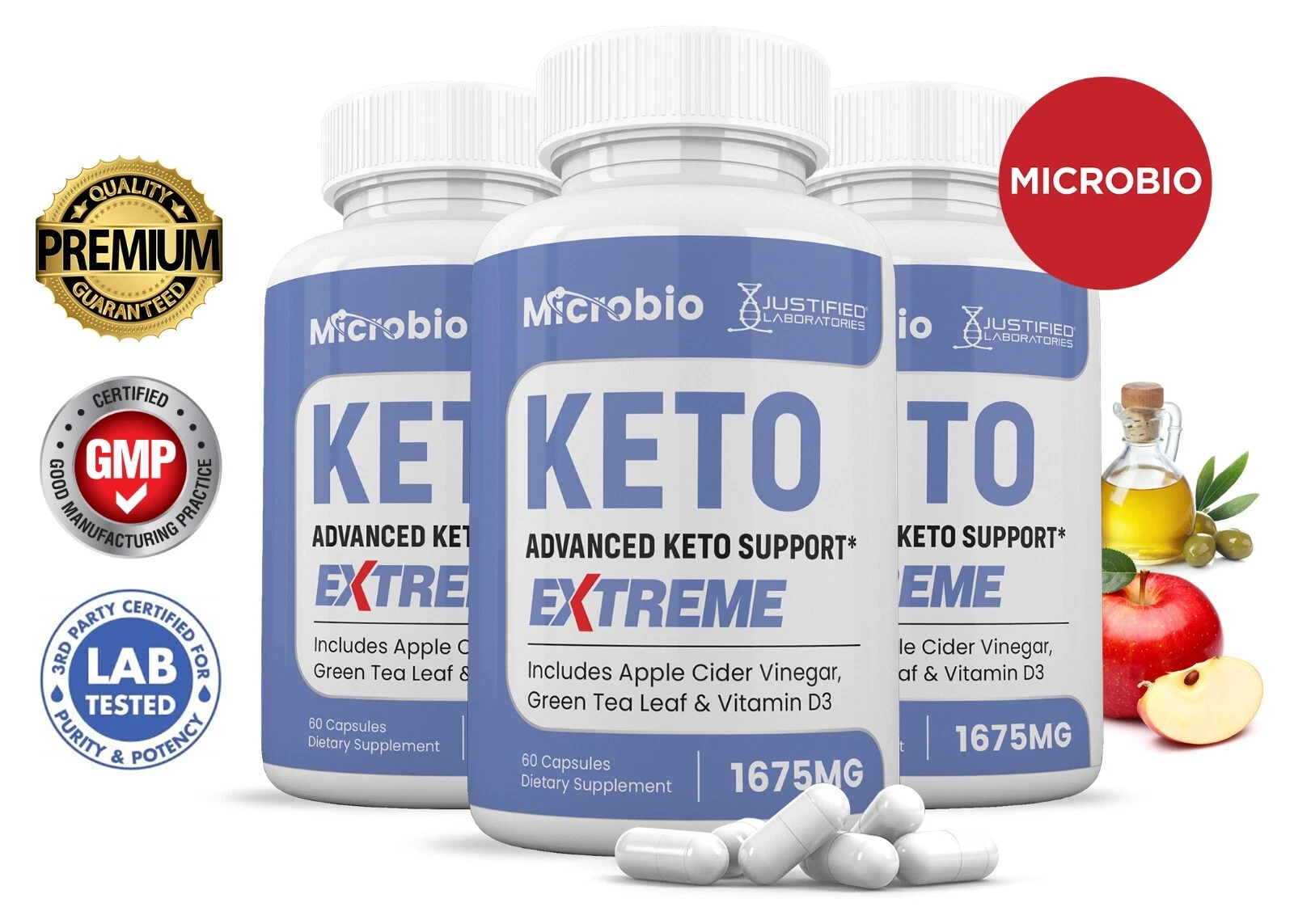 Microbio Keto ACV Extreme Pills 1675 MG Stronger Thn Gummy Keto Support 3Pk