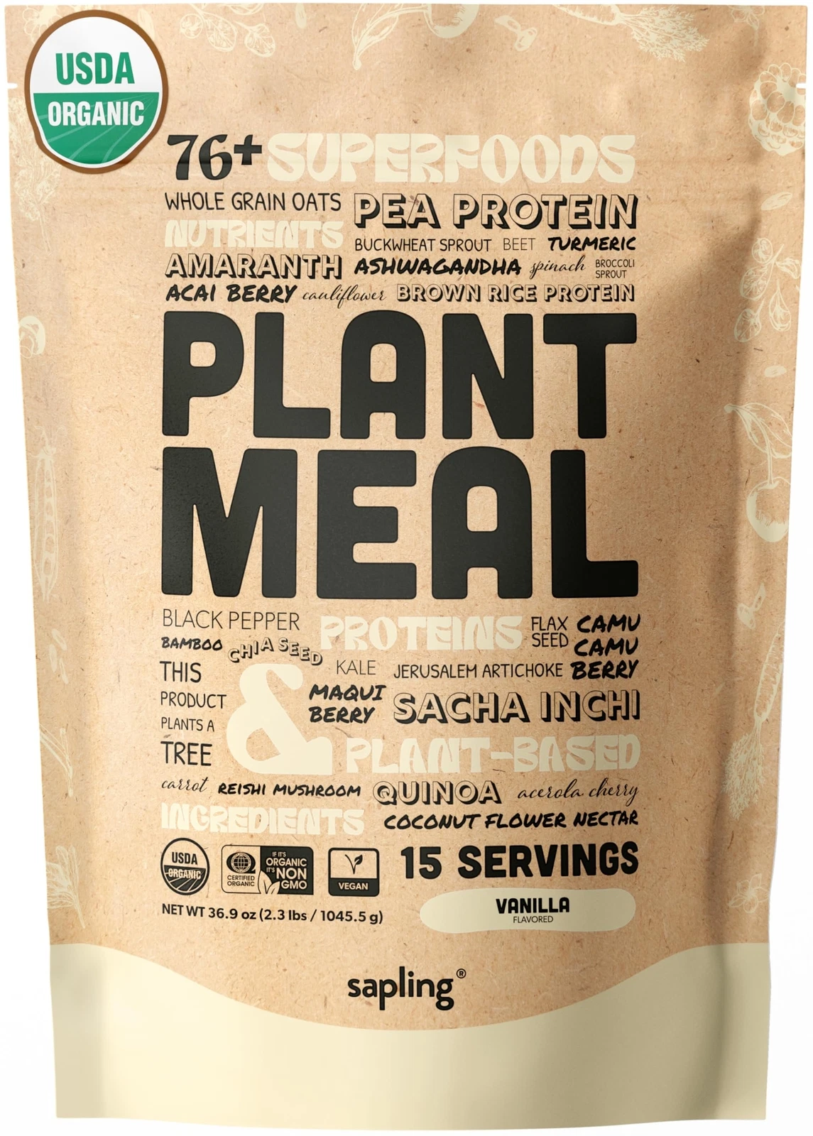 Plant Meal Replacement Shake - Vanilla - 25g of Plant Based Vegan Protein Pow...