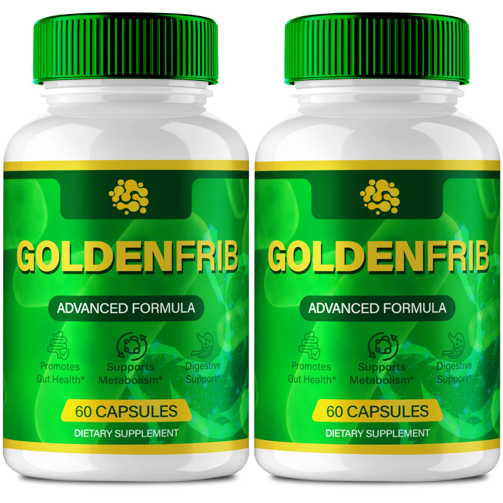 (2 Pack) GoldenFrib Digestive and Gut Health Support Supplement Capsules