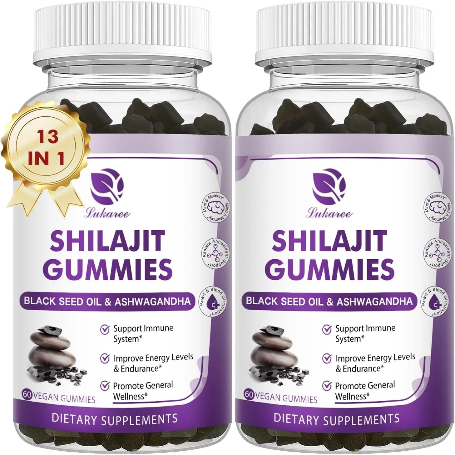 Pure Shilajit Gummies with Black Seed Oil, Extra Strength Himalayan Resin Pure..