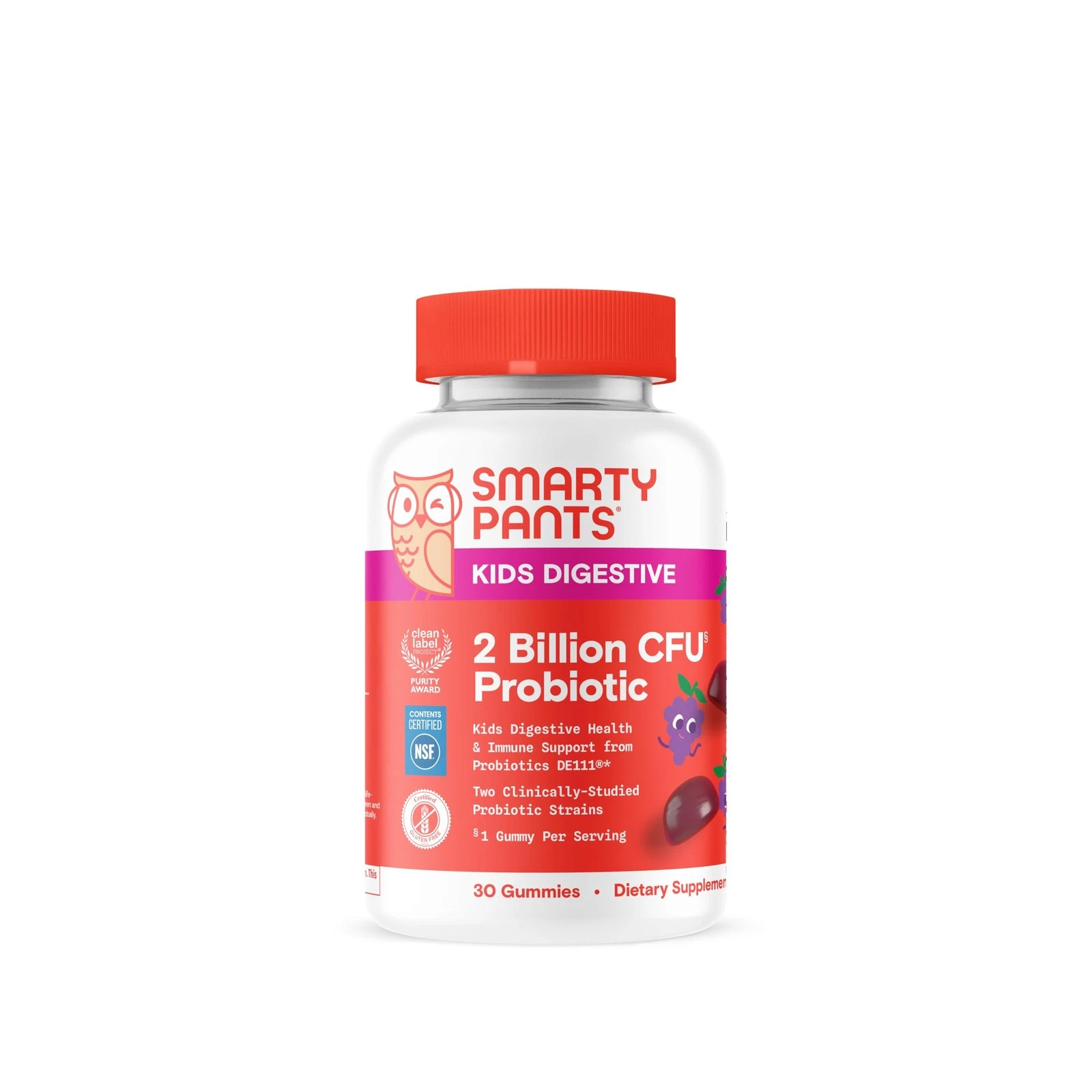 SmartyPants Kids Probiotic Gummies for Digestive Health: 2 Billion CFU Gut Healt