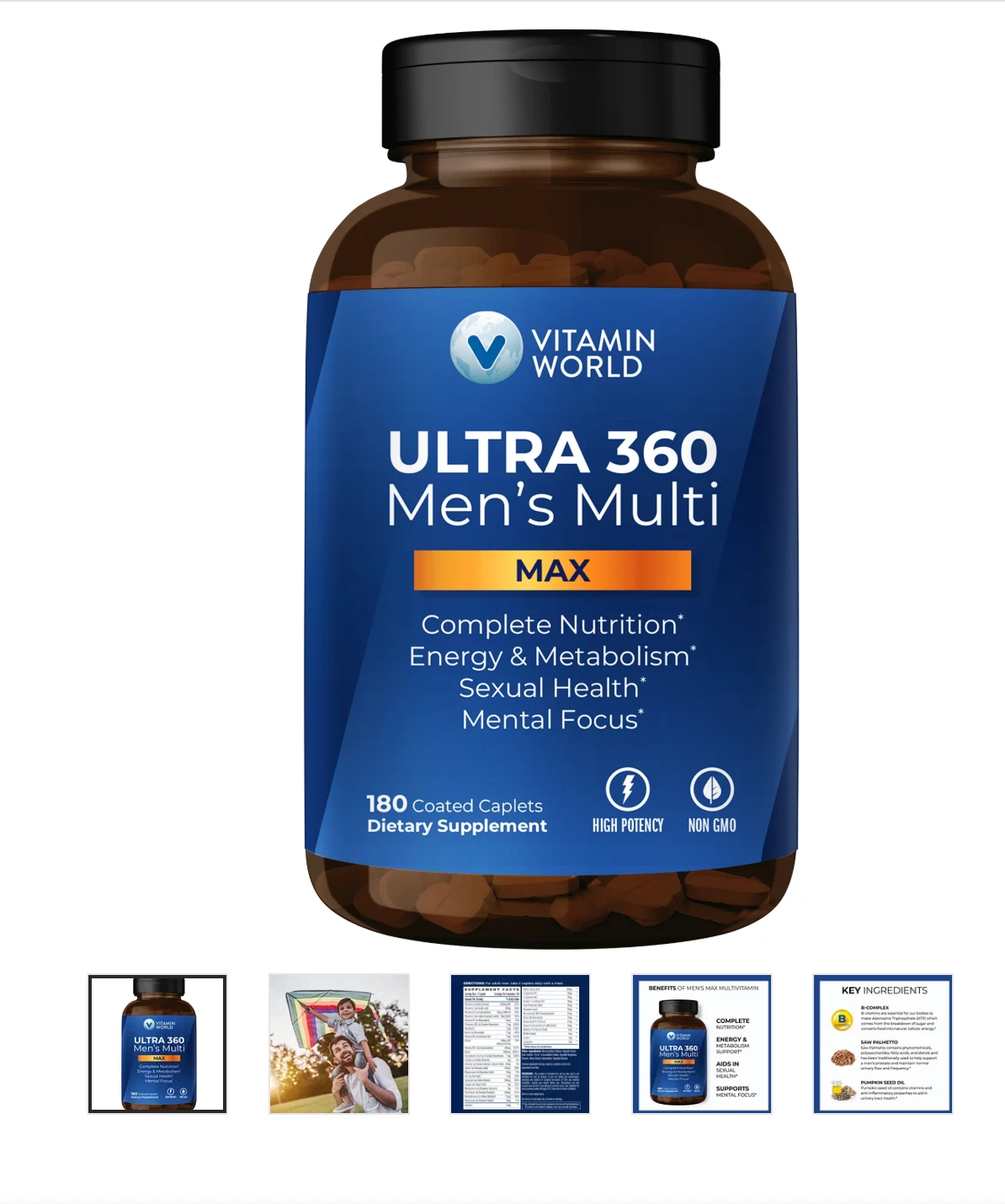 Vitamin World Ultra 360 Men's Multi Max 180 caplets Exp. Date 09/2026