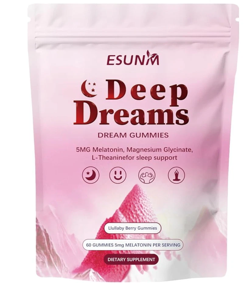 Deep Dream Sleep Gummies with 5mg Melatonin, Magnesium, Glycinate, L-Theanine fo