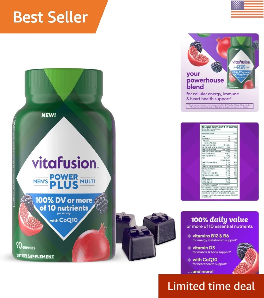 Delicious Pomegranate Power+ Men's Multivitamins - 90 Gummies for Optimal Health