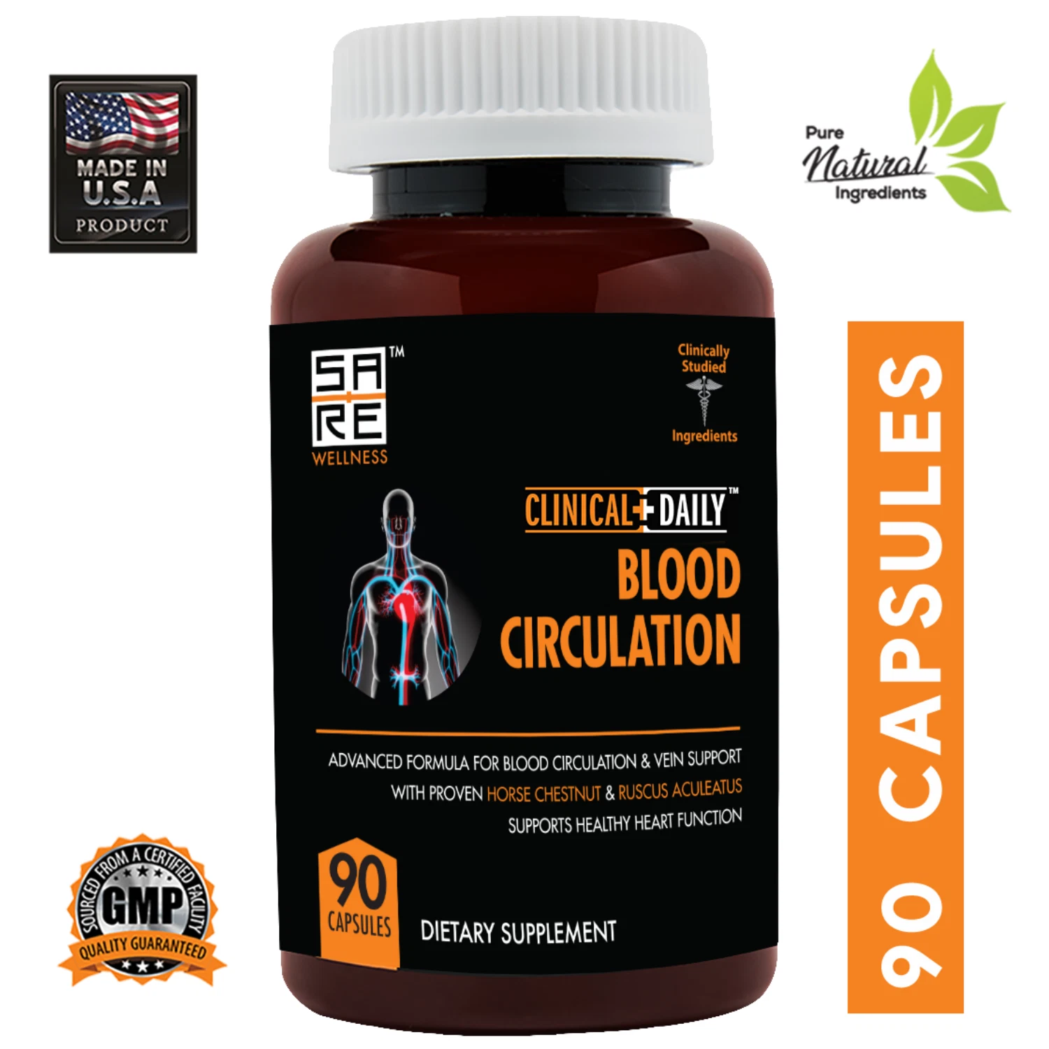 CLINICAL DAILY Blood Circulation Supplement. Herbal Varicose Vein Supplement