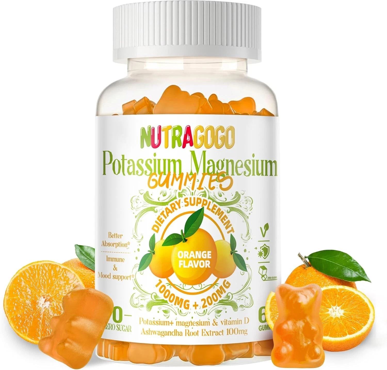 Nutragogo Potassium Magnesium Gummies + More for Adults & Kids 60Ct.