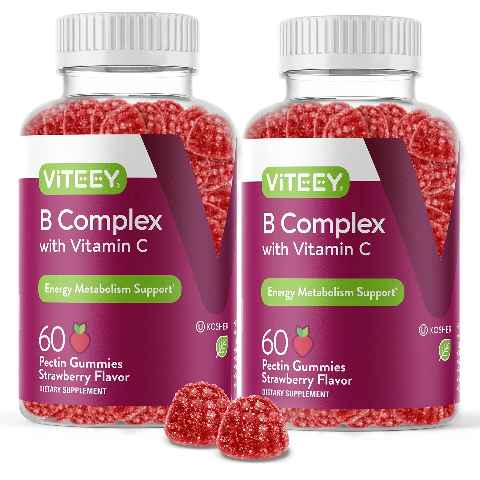 Viteey Vitamin B Complex Gummies with Vitamin C - Energy, Metabolism & Immune Su