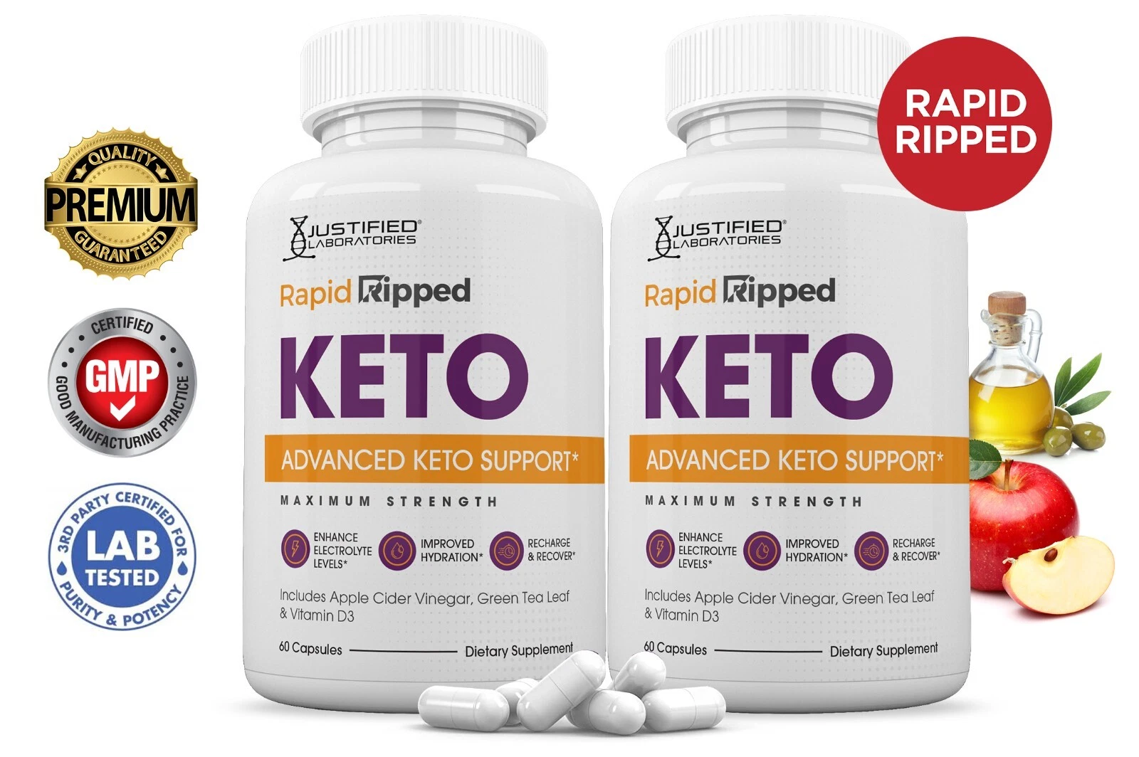 Rapid Ripped Keto ACV Extreme Pills 1675MG Stronger Thn Gummys Keto Support 2Pk