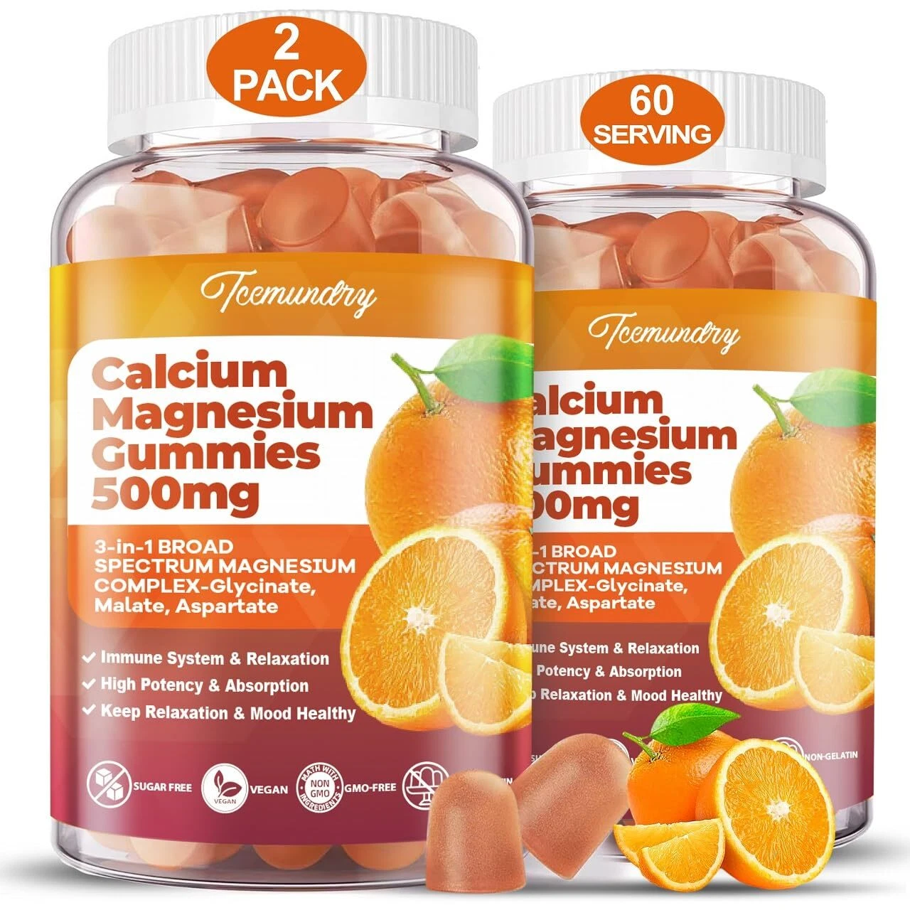 Tcemundry Calcium Magnesium Supplement Gummies for Adults Calcium Citrate 600...