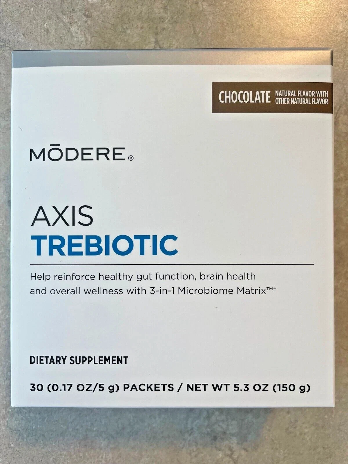 Modere Axis Trebiotic for Healthy Gut Function - Chocolate - 30 Packets - NEW