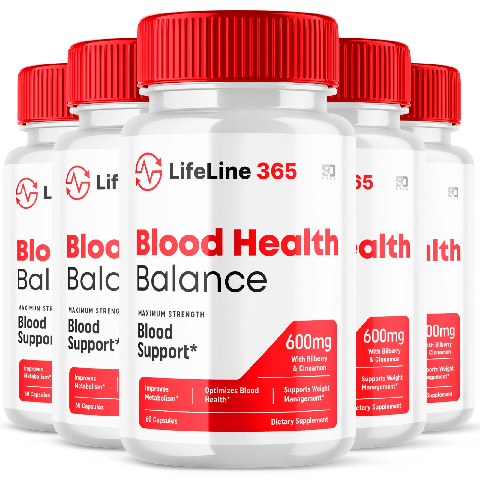 (5 Pack) Lifeline 365 Pills - Blood Sugar Health Support Formula - 300 Capsules