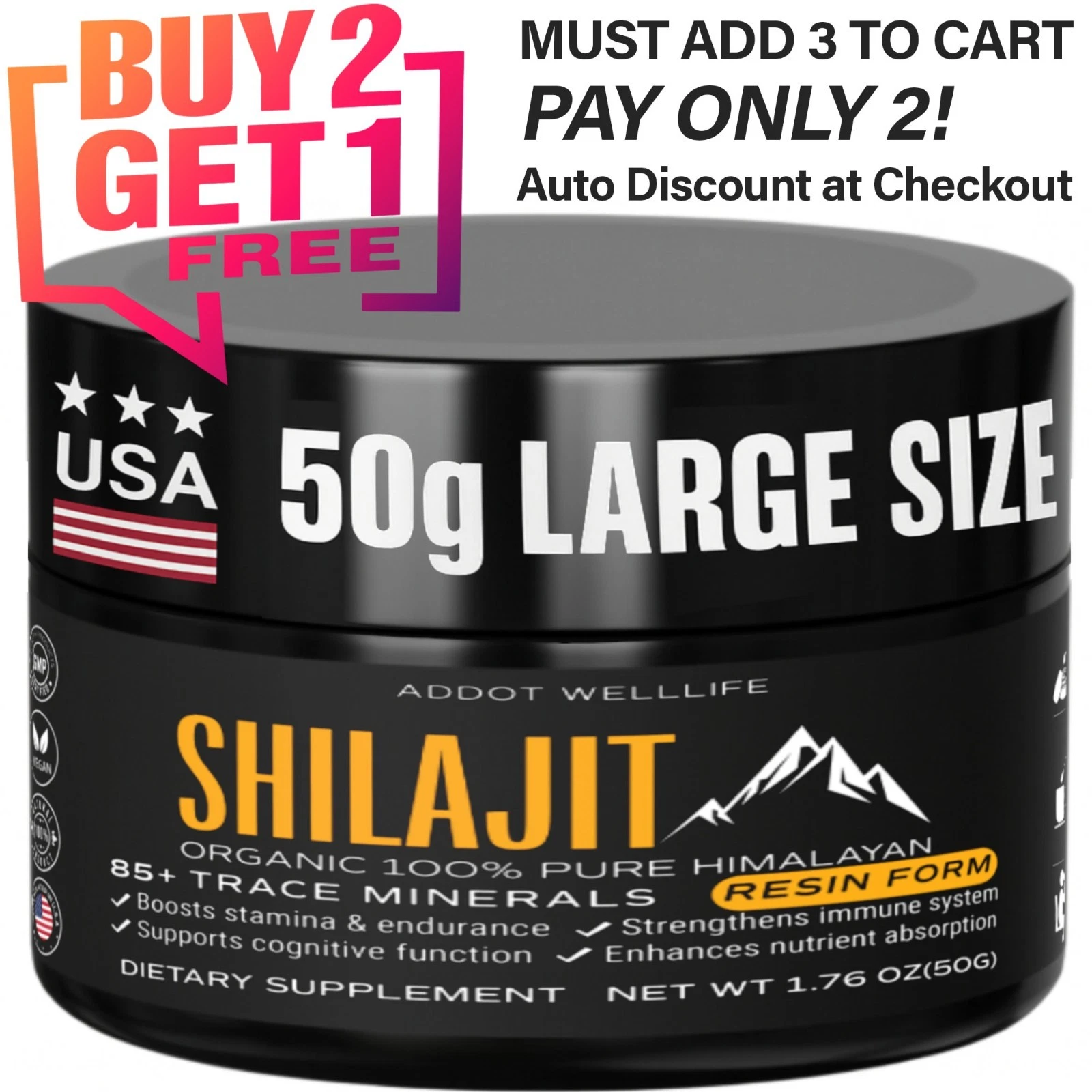 Himalayan Shilajit Resin – 50g Soft Paste – Detox, Energy & Stamina – Lab Tested