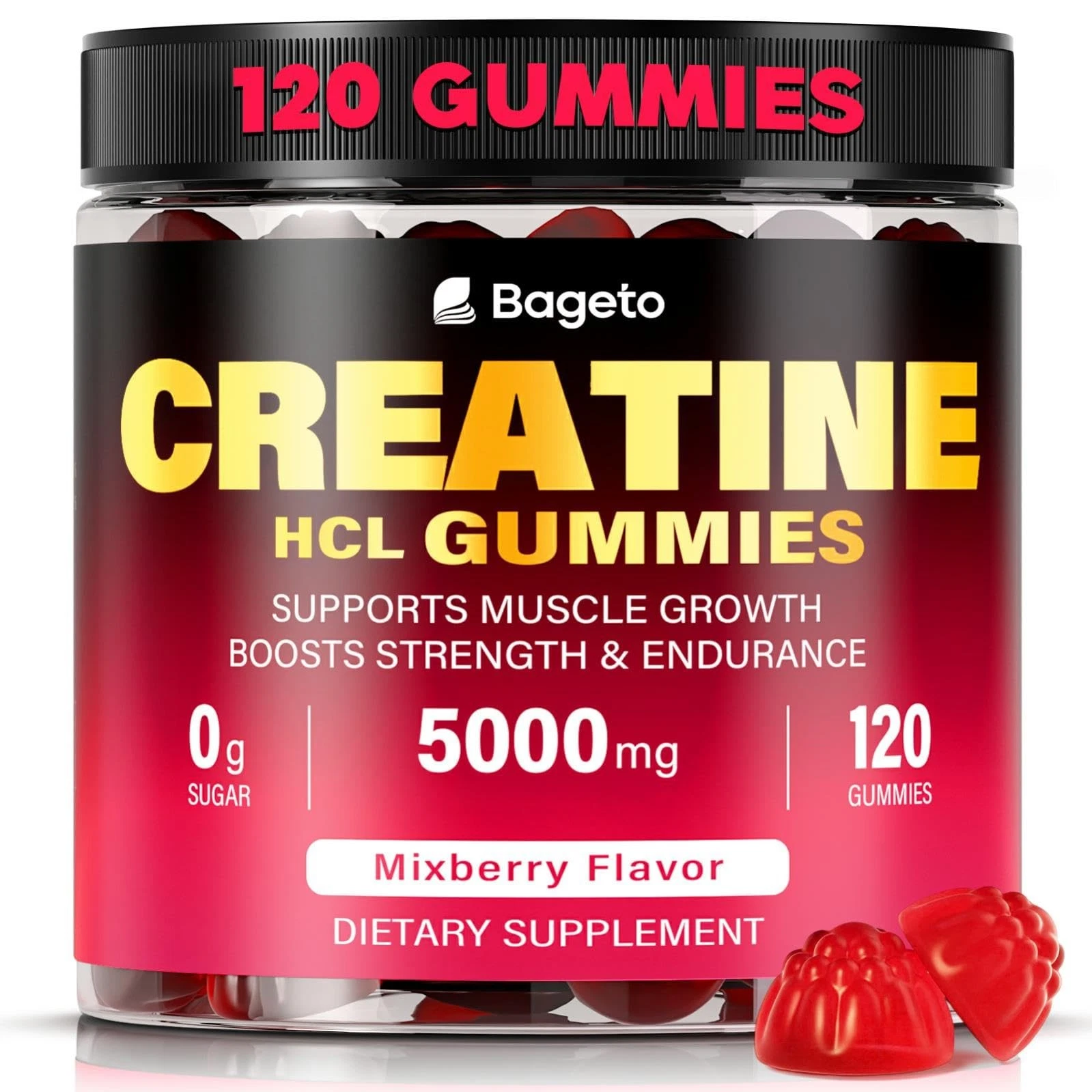 Creatine HCL Gummies for Men & Women - Sugar-Free 120 HCL Creatine with Turmeric