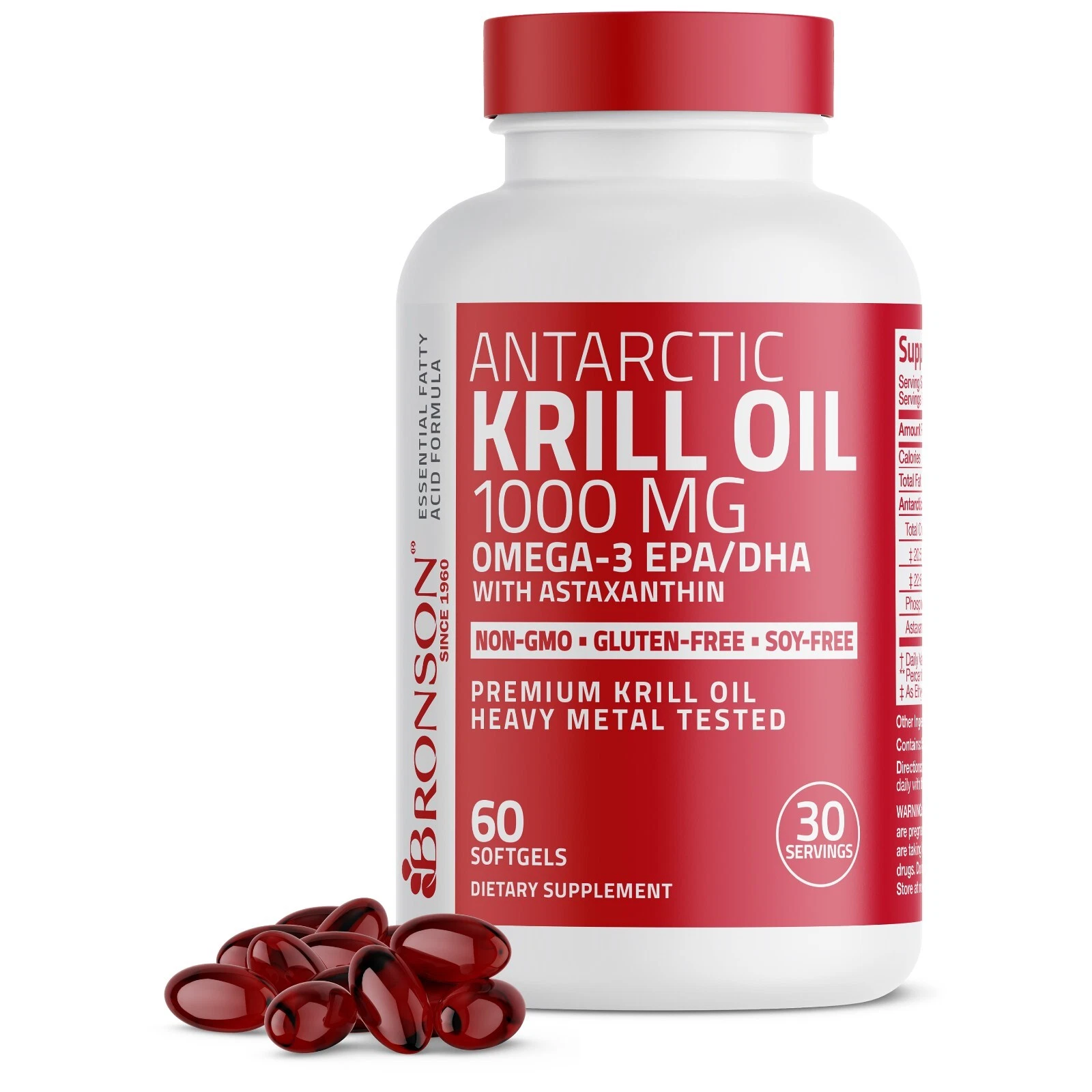 Antarctic Krill Oil 1000mg with Omega-3s EPA, DHA and Astaxanthin