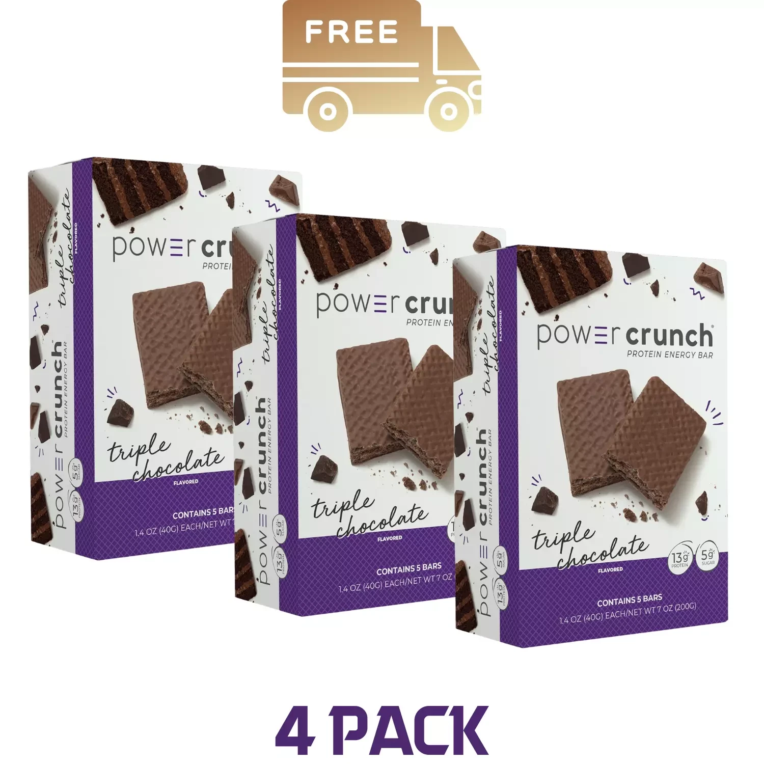 Power Crunch Original Protein Bars, Triple Chocolate, 1.4 oz, 5 Count (3 PACK)