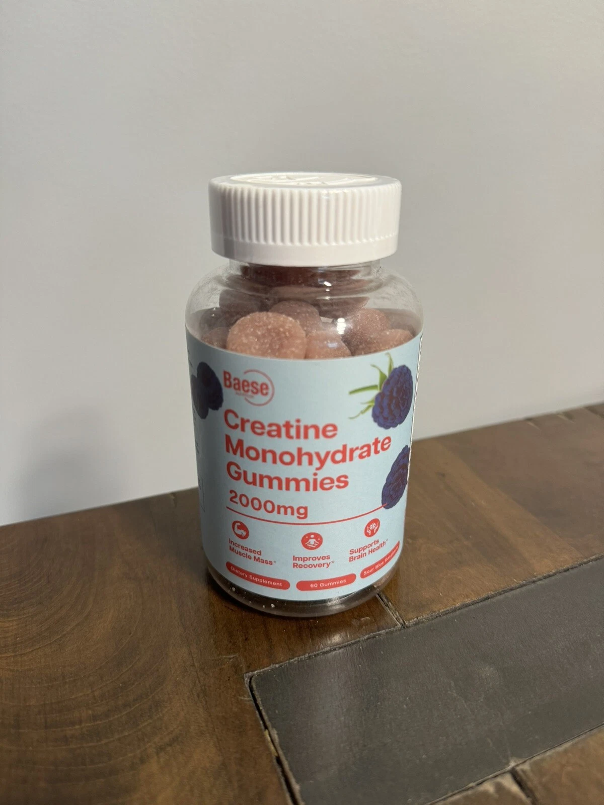 Creatine Monohydrate Gummies for Men & Women -2000mg High Purity Sour Blue Rasp.
