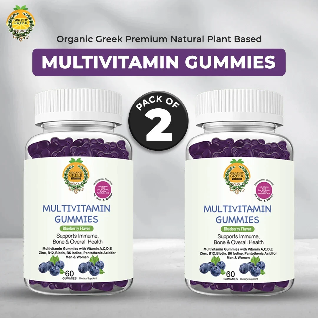 Organic Greek Premium Natural Plant Based Multivitamin Gummies (Pack Of 2)