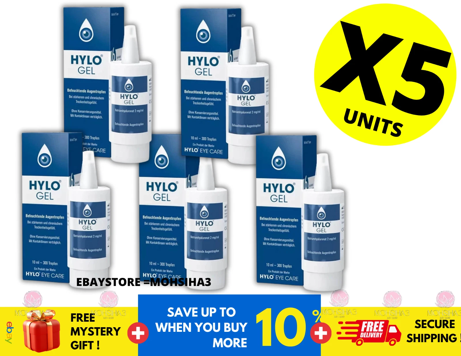 5 X HYLO GEL EYE DROPS 10ML