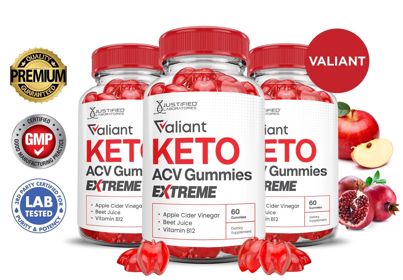 Valiant Keto Extreme ACV Gummies 2000MG Apple Cider Vinegar 180 Gummys