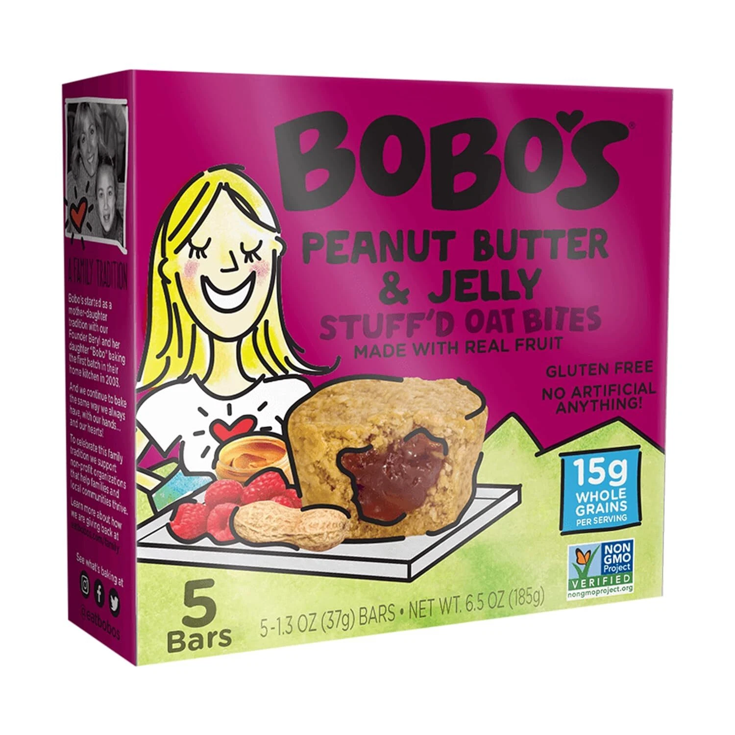Bobo'S Oat Bars Peanut Butter And Jelly Vegan Gluten Free Bites 5/1.3 Oz Pack