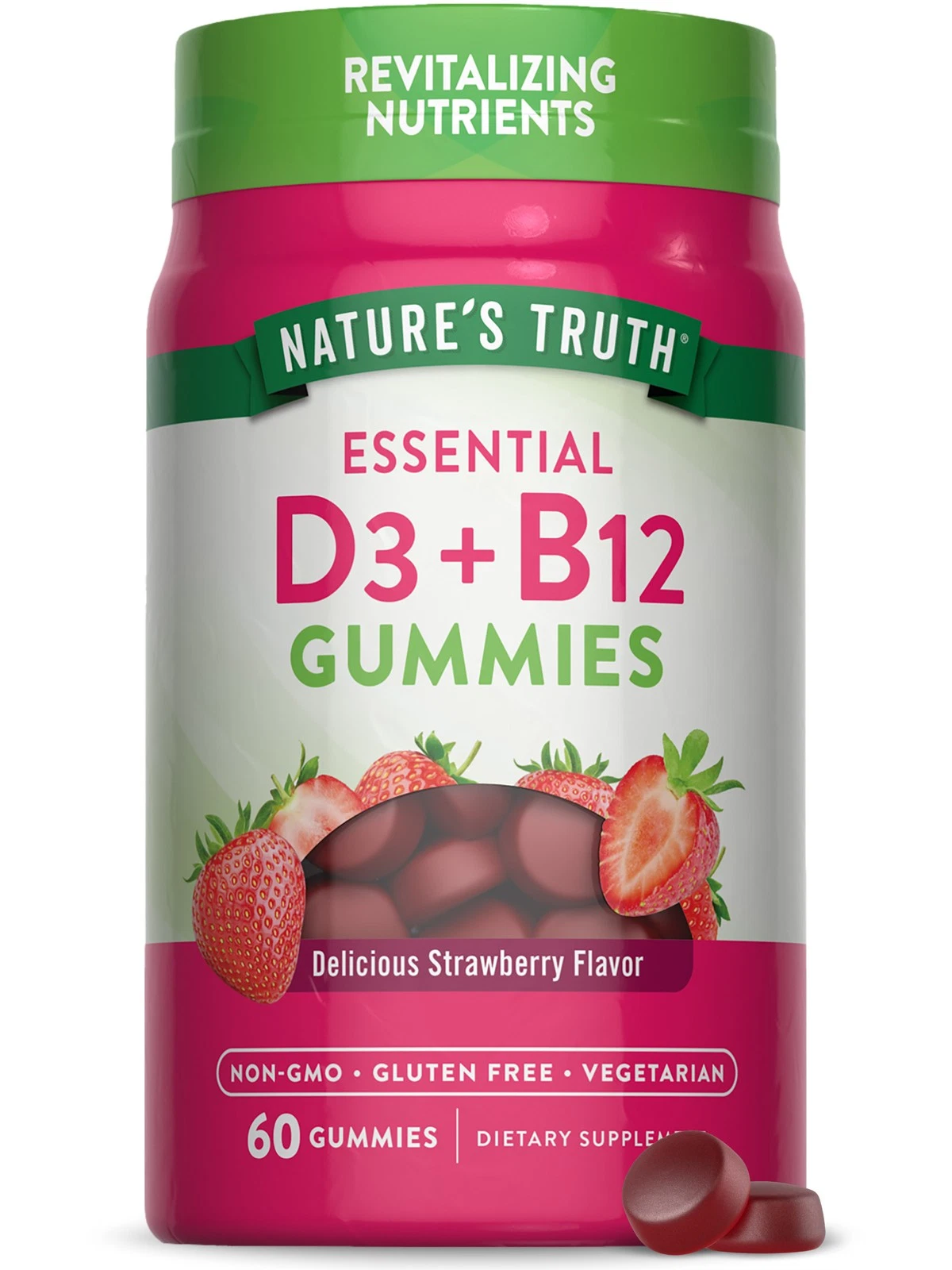 Vitamin D3 Gummies | 60 Count | With B12 | Non-GMO | by Nature's Truth