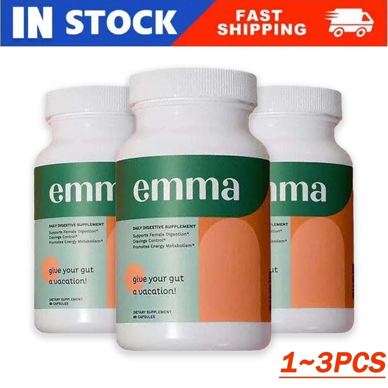 EMMA Supplement for Gut Health - Gas and Bloating Relief Constipation 60 Counts