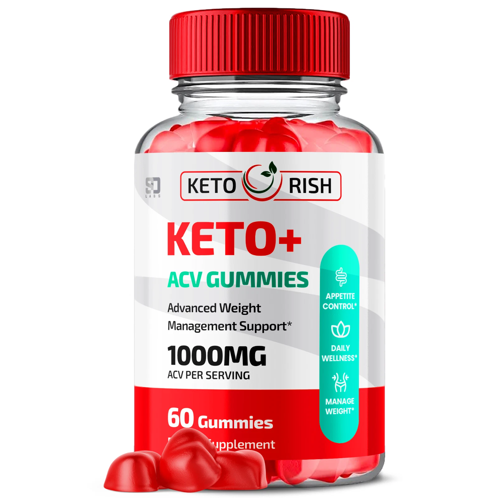 Keto Rish Keto+ ACV Gummies - For Weight Management & Healthy Body - 60 Gummies