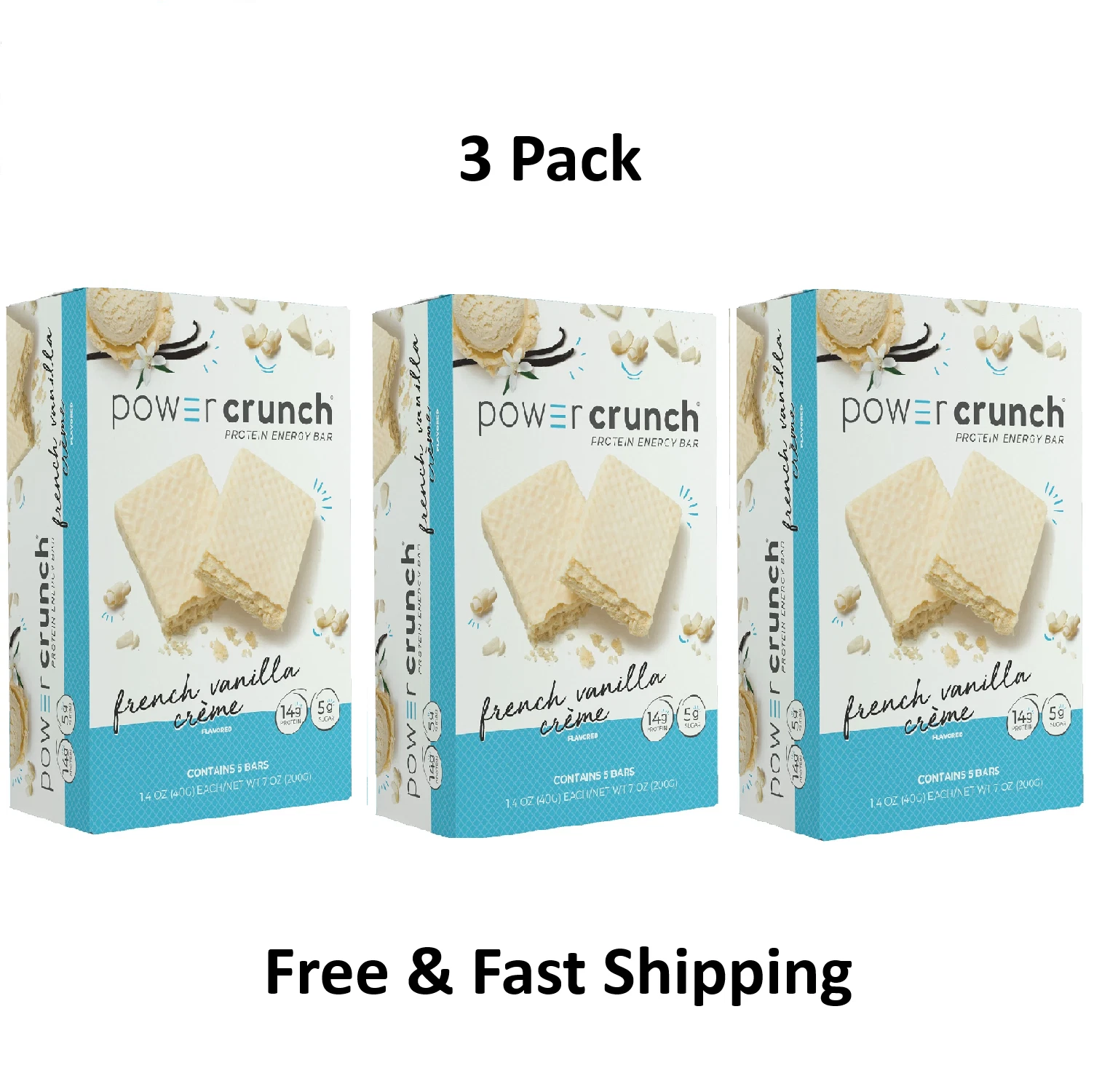 Power Crunch Original HIGH PROTEIN WAFER ENERGY BAR, 15 Bars