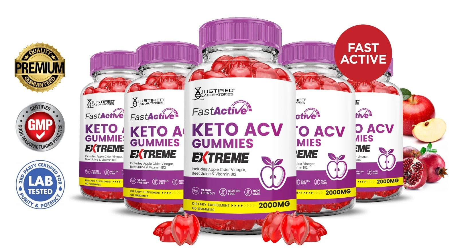 Fast Active Keto Extreme ACV Gummies 2000MG Apple Cider Vinegar 300 Gummys