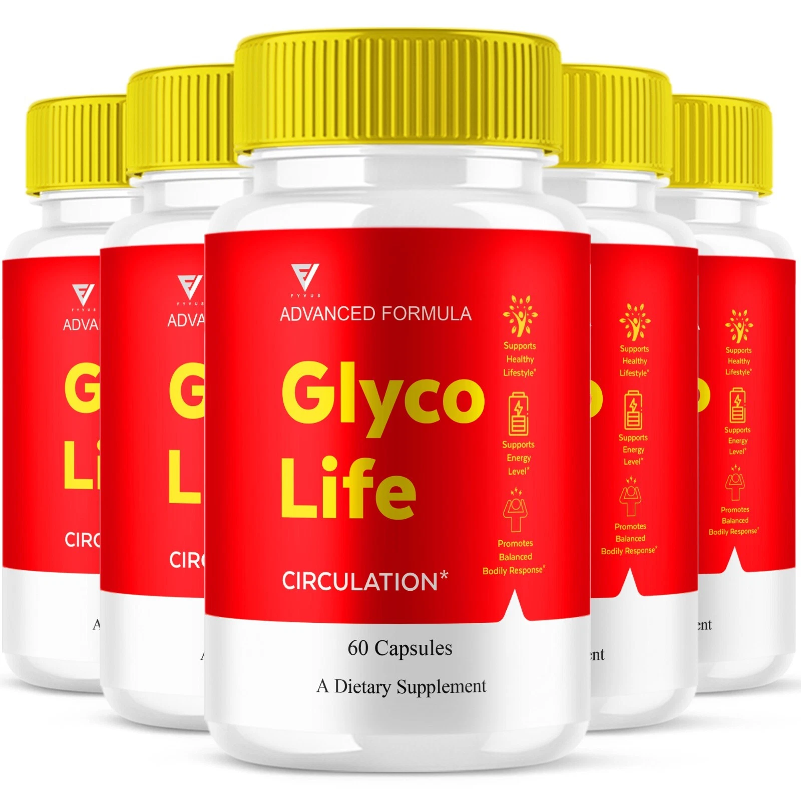 (5 Pack) Glyco Life Blood Support Supplement, GlycoLife Advanced (300 Capsules)