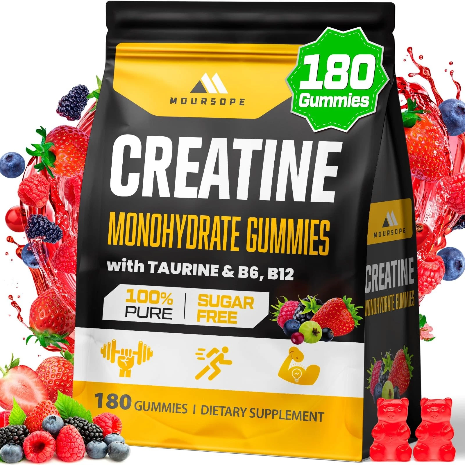 (180 Count) Creatine Monohydrate Gummies for Men & Women - Sugar Free, Creatine