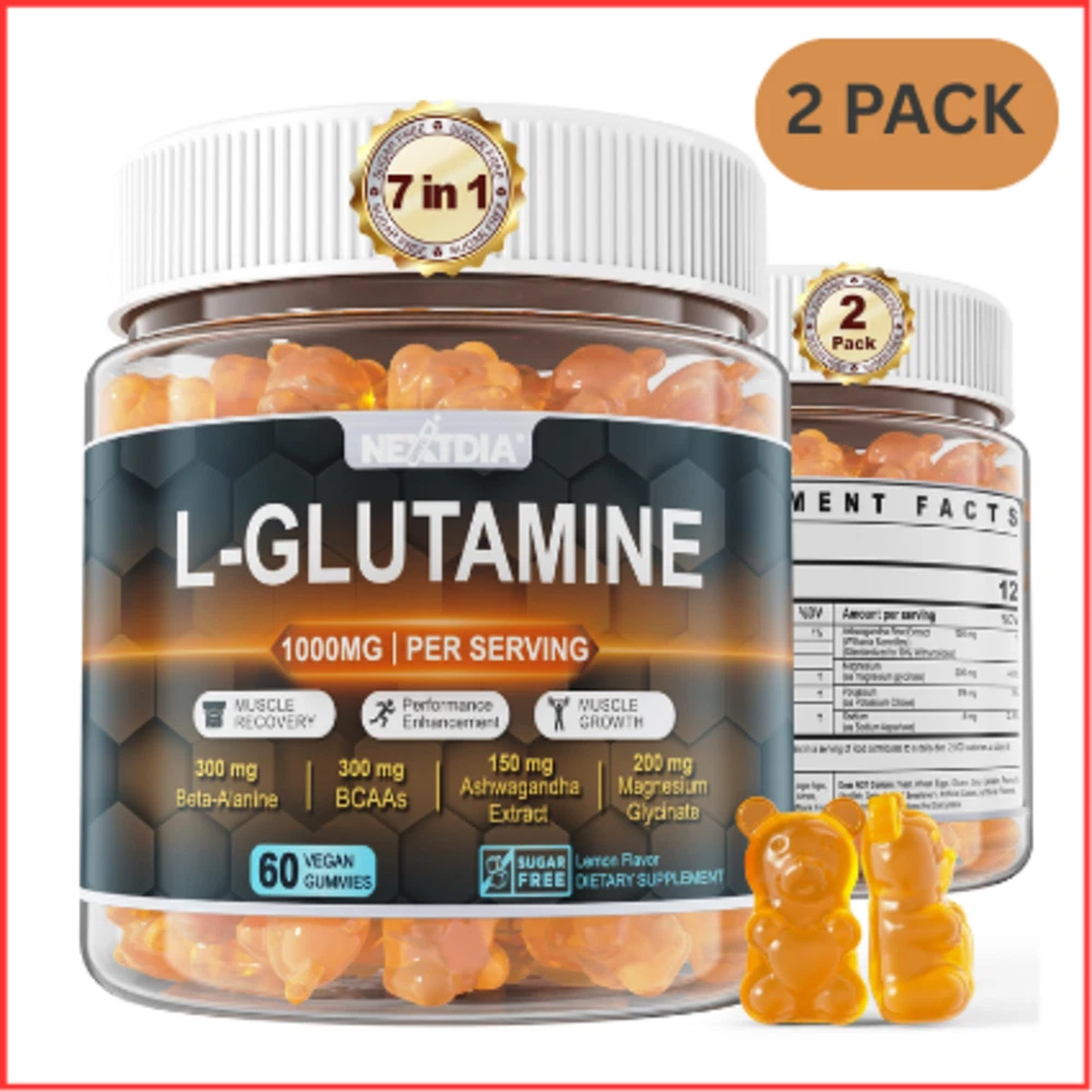 L-GLUTAMINE Gummies for Muscle Recovery Growth Potassium 1000mg NEXTDIA
