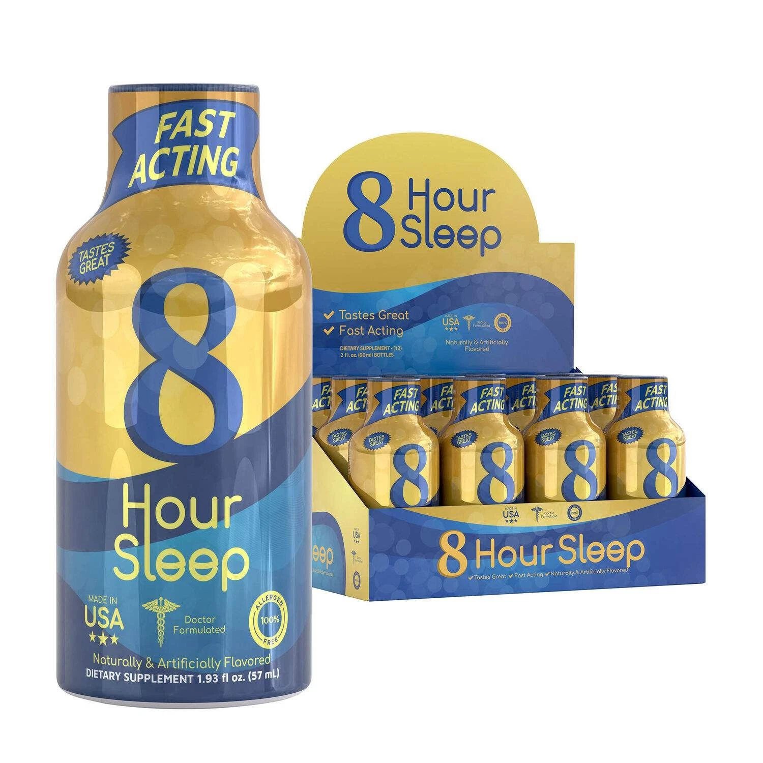 8 Hour Sleep Liquid Supplement - Berry - 1.93 oz. (12 Bottles)