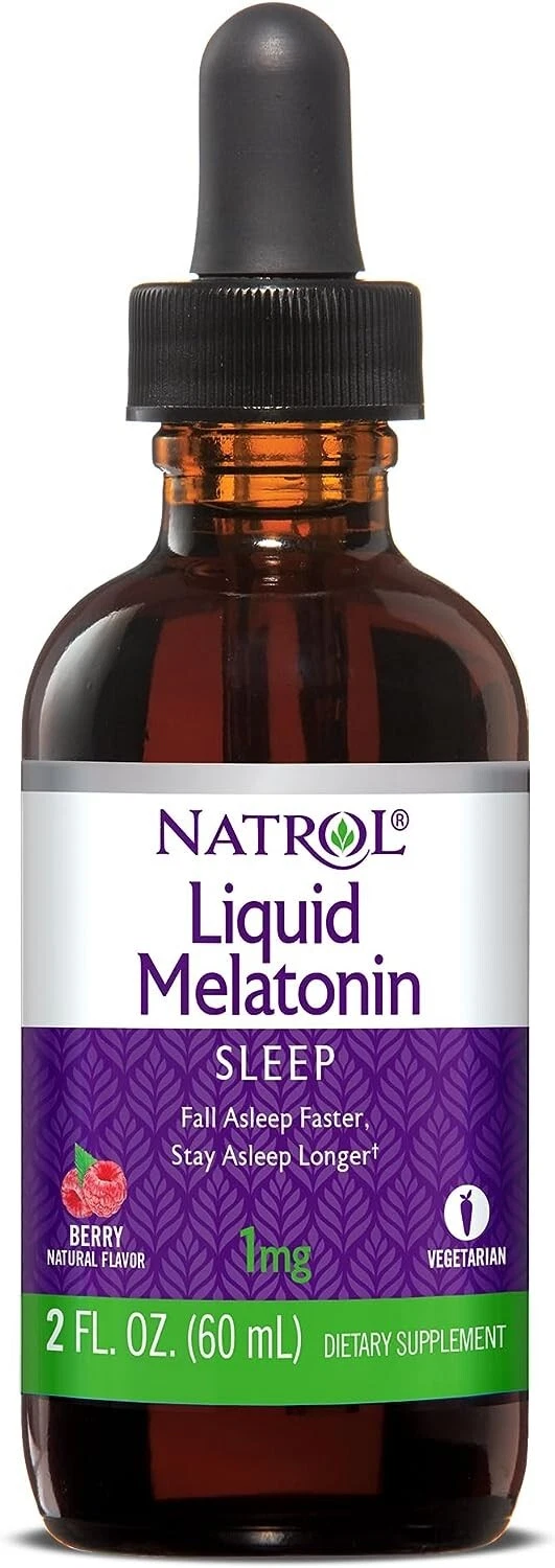 Liquid Melatonin 1mg for Restful Sleep, Berry-Flavored, 2 floz (2 Pack)