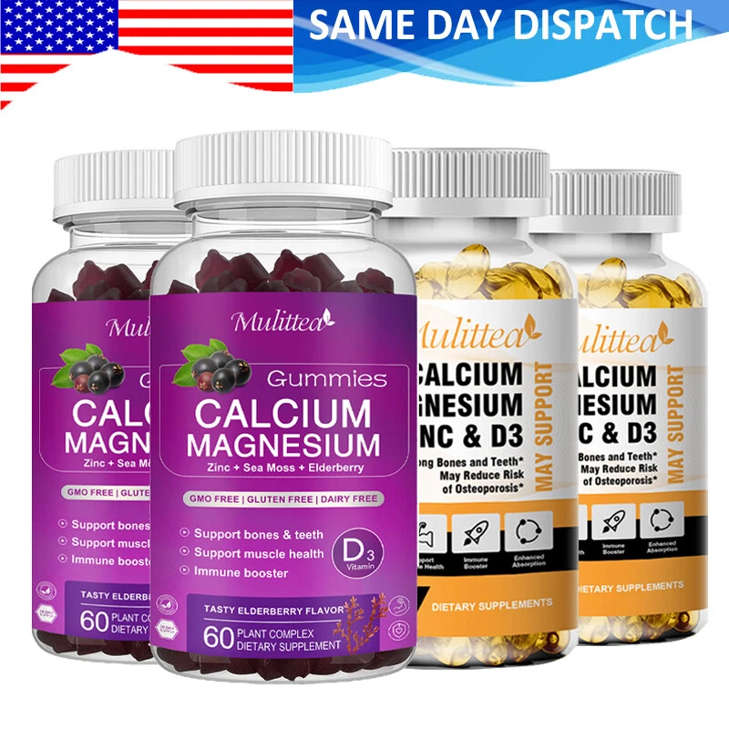 Calcium Magnesium Zinc & Vitamin D Complex Supplement Bone Muscle Immune Support