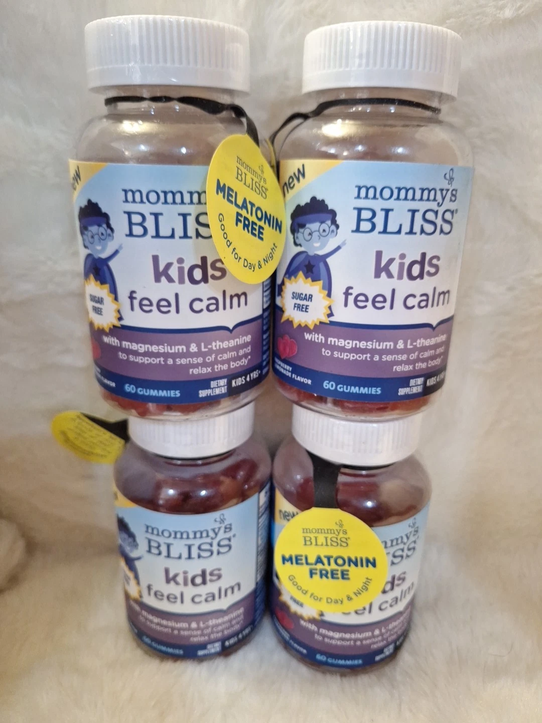 ✨4 PACK Mommy's Bliss Kids Feel Calm Magnesium Vitamin C 60 Gummies